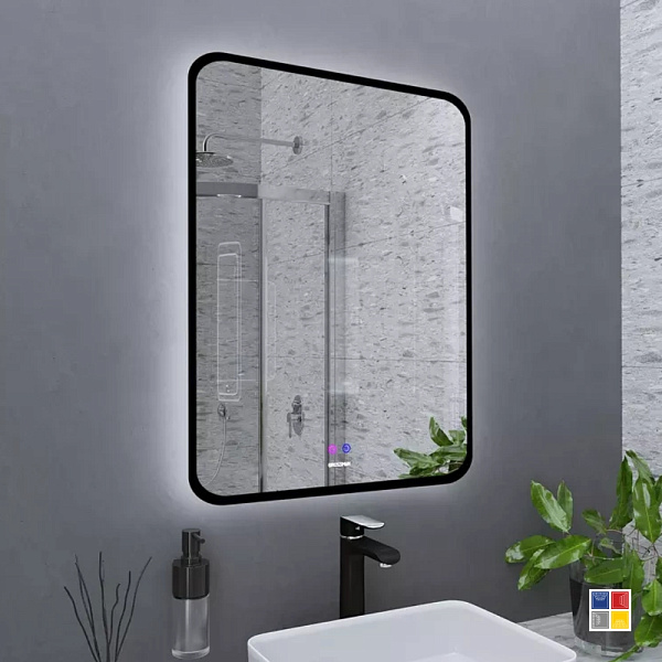 Зеркало Elegans Black 60x80 с подсветкой и подогревом 