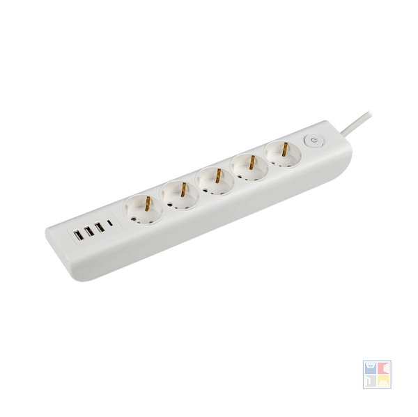 Удлинитель MODERN 5 розеток с/з+USBх4, 2м, белый 