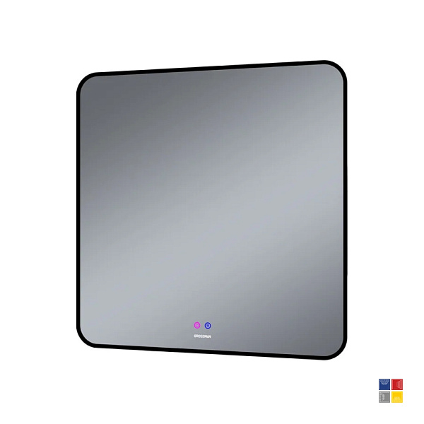 Зеркало Elegans Black 80x80 с подсветкой и подогревом 