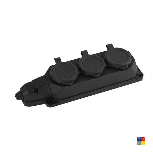 Розетка каучуковая 3-ая с заглушками 16А/250В/IP44 