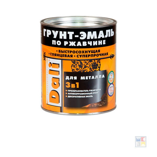 Грунт-эмаль по ржавчине DALI винно-красная 2 л 