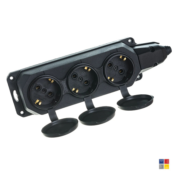 Розетка каучуковая 3-ая с заглушками 16А/250В/IP44 